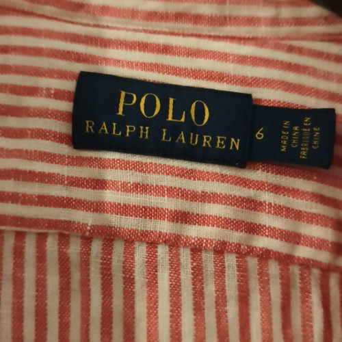 Linen dress shirt with red and white stripes Ralph Lauren like new, size L