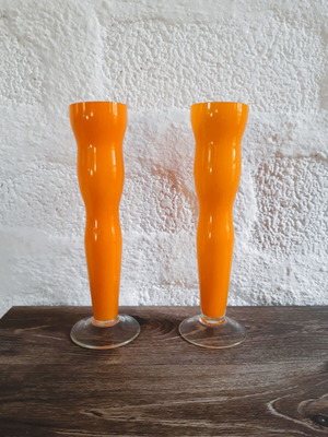 Minimal orange vases, set of 2