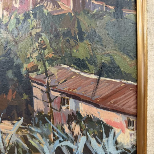 Γ. Κουτρικάς ελαιογραφία ναός στο κάστρο Ναβαρίνο στο Νιόκαστρο