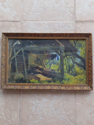 Τοπίο σε χρυσή κορνίζα μεταχειρισμένο χωρίς τζάμι 57x36