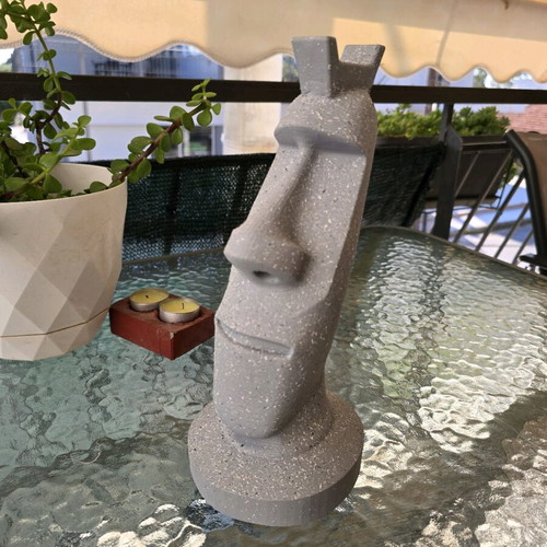 Moai headphones stand painted with stone effect, new