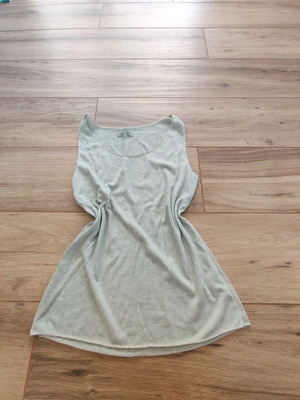Tank Top like new, thin knit, soft pistachio gray with silver lurex detail