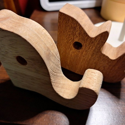 Wooden animal-shaped wall hooks new, elephant and rhinoceros