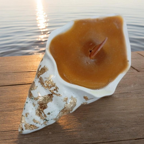 Luxury Handmade Beeswax Candle in Porcelain Shell made to order