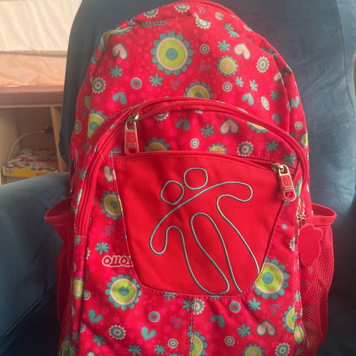Totto school bag with red floral design, like new