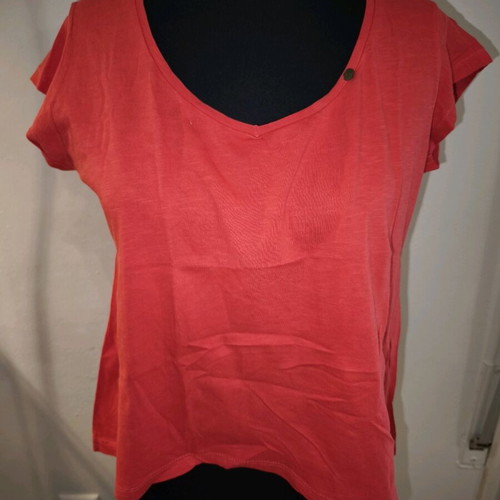 Women's coral blouse with V neck used, size M