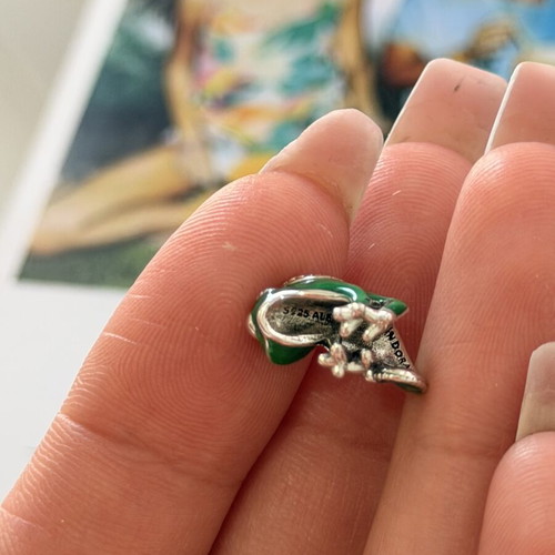 Pandora Disney chameleon charm, green and silver, 925
