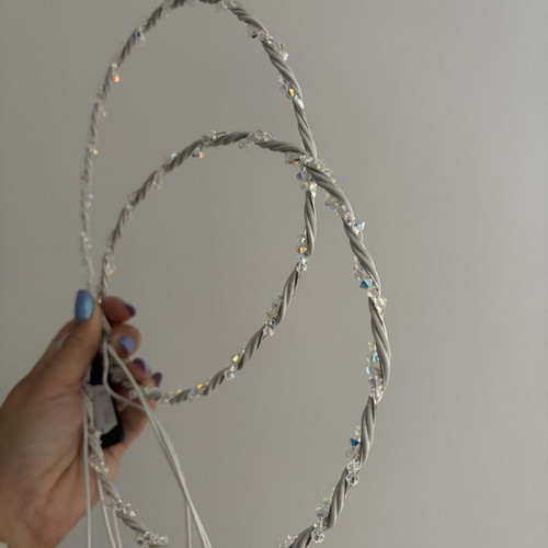 Wedding Stefana crowns new, white and silver shades with box and pins