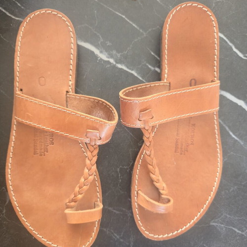Kouros Leather handmade ancient Greek leather sandals with braid