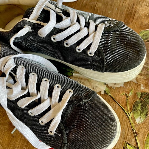 Triple Kick sneakers black canvas with metallic shine like new size 37