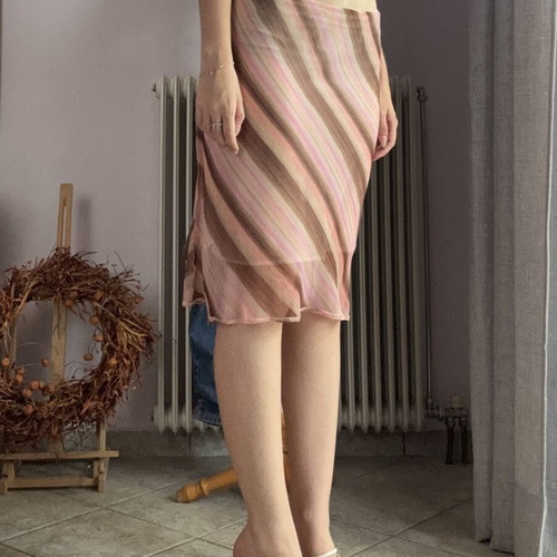 Xanaka Y2K sheer skirt in brown and pink