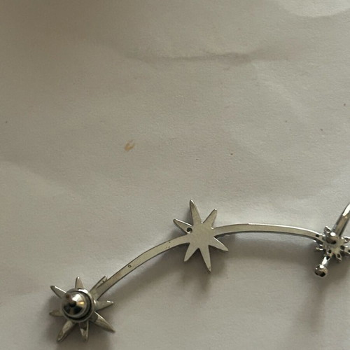 Stainless steel earring with rhinestones like new, silver