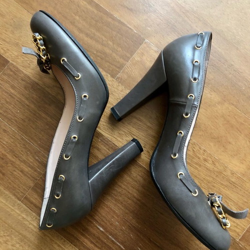 Feng Shoe gray leather pumps used, size 39