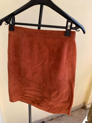 Philippe Adec real leather brown skirt like new