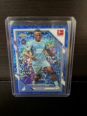 Topps 2025-26 Chrome Bundesliga Bazoumana Toure Rookie Blue Speckle card like new