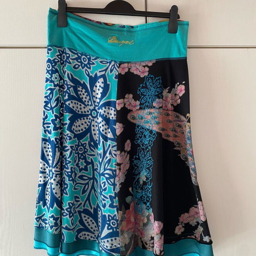 Desigual vintage A-line skirt with silk ruffle, like new