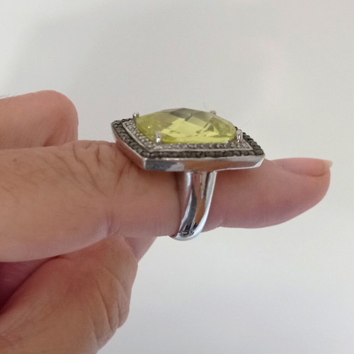 Statement silver 925 ring with citrine, new