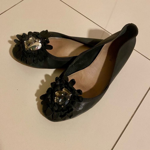 Tsakiris Mallas ballerinas used, black leather with stones, size 39