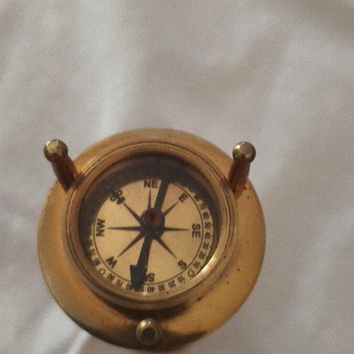 Vintage decorative hourglass 13cm with built-in nautical compass