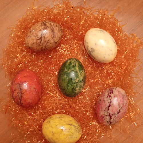 Set of 6 Decorative Easter Eggs from Natural Marble and Onyx, Vintage