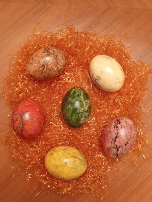 Set of 6 Decorative Easter Eggs from Natural Marble and Onyx, Vintage