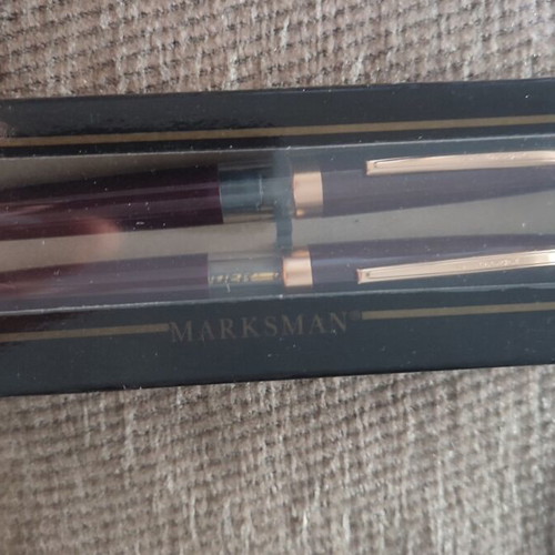 Marksman pen and ballpoint set with Schneider refill in original case