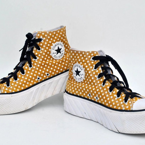 Converse All Star Polka Dot Double Sole High Top Sneakers, size 41