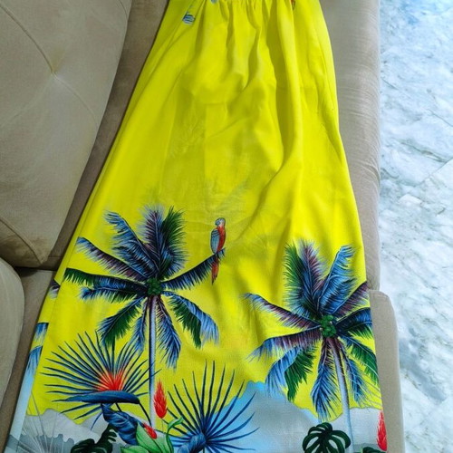 Yellow Skort Jumpsuit Small Tropical Print Like New