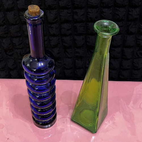 Set of 2 vintage glass decorative bottles like new