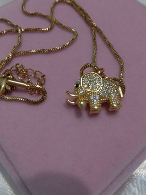 Necklace with gold-plated steel elephant new