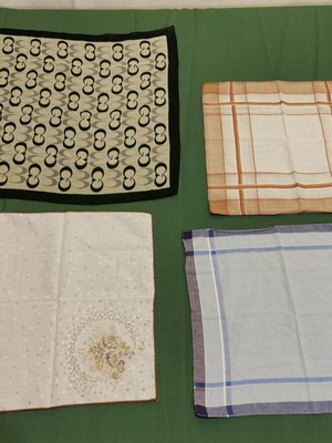 Vintage handkerchiefs used, pack of 4 pieces from 1950