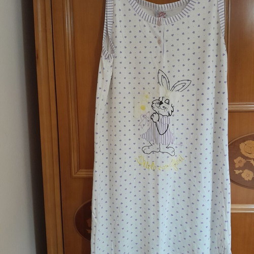 Makó nightgown used, Greek sewing, size 5XL, white and blue