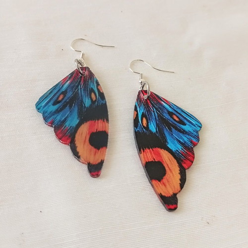 Butterfly Wing Earrings new, colorful plexiglass and stainless steel