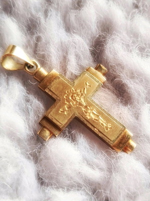 Antique Baptismal Men's Gold Cross 14K like new