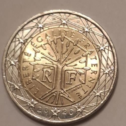 French 2 Euro Coins like new, 2020 and 2021 classic design