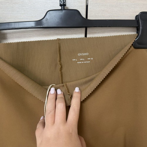 Oysho Compressive Core Control High-Rise Sports Leggings, beige brown