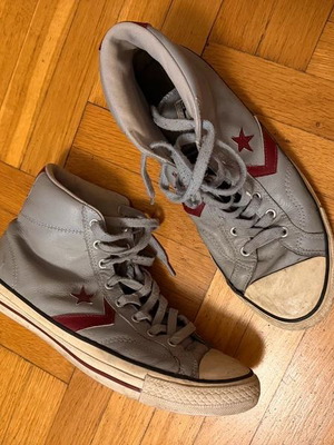 Converse All Stars leather sneakers used, size 43, grey and red