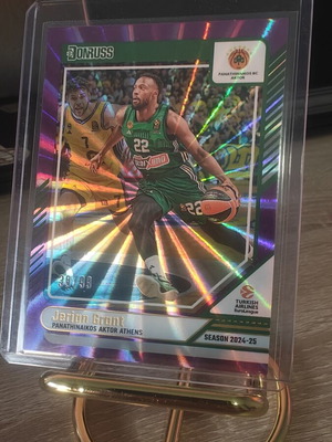 2024-25 Panini Donruss EuroLeague Basketball Base Set Purple Laser Card #53 Jerian Grant Panathinaikos BC Aktor