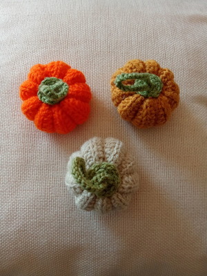 Handmade crochet pumpkins set of three new