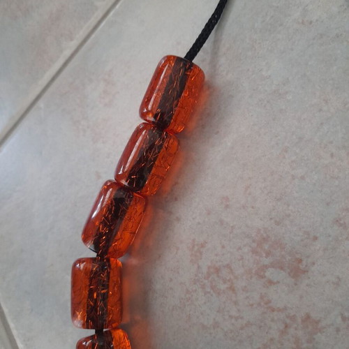 Komboloi with Large Orange Beads and Black Tassel like new