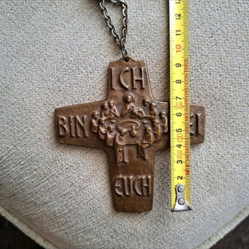 German Christian cross with Last Supper ornaments used
