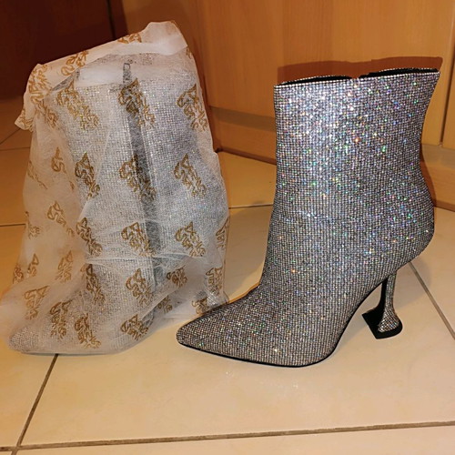 Public Desire ankle boots silver new, size 39