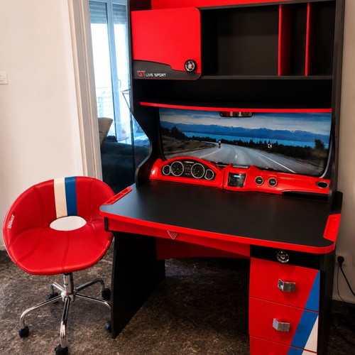Cilek Racer car bed set with mattress, desk & chair