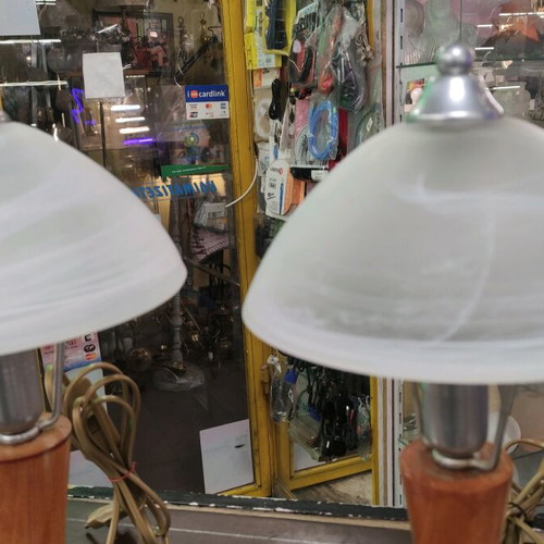 Table lamp set like new, wooden, 2 pieces