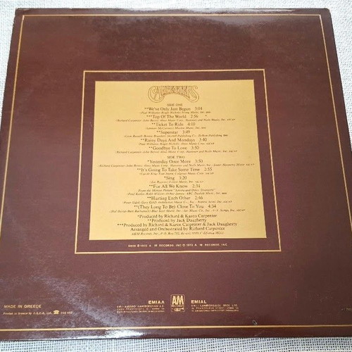 Carpenters The Singles 1969-1973 LP used, rock