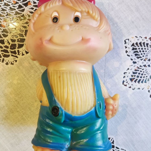 Vintage rubber figure girl used, Soviet Union 70-80s