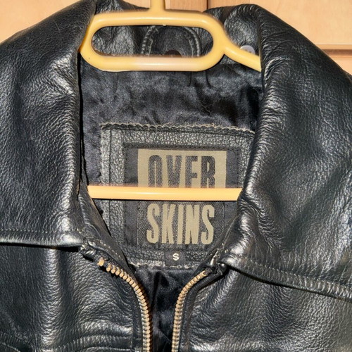 Authentic Over Skins leather jacket size S like new, black
