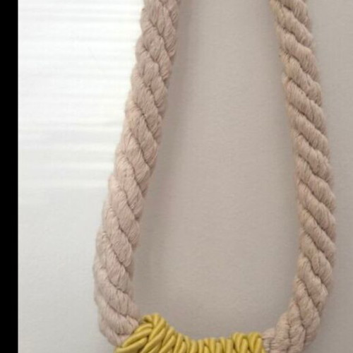 Boho handmade necklace with rope and large flower, vintage style