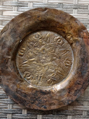 Copper decorative ashtray handmade used early 20th century