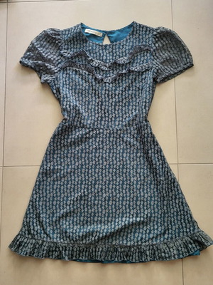 Attrattivo vintage dress with gold thread like new, blue